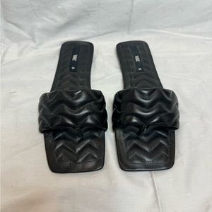 Zara quilted black  leather sandals size 39